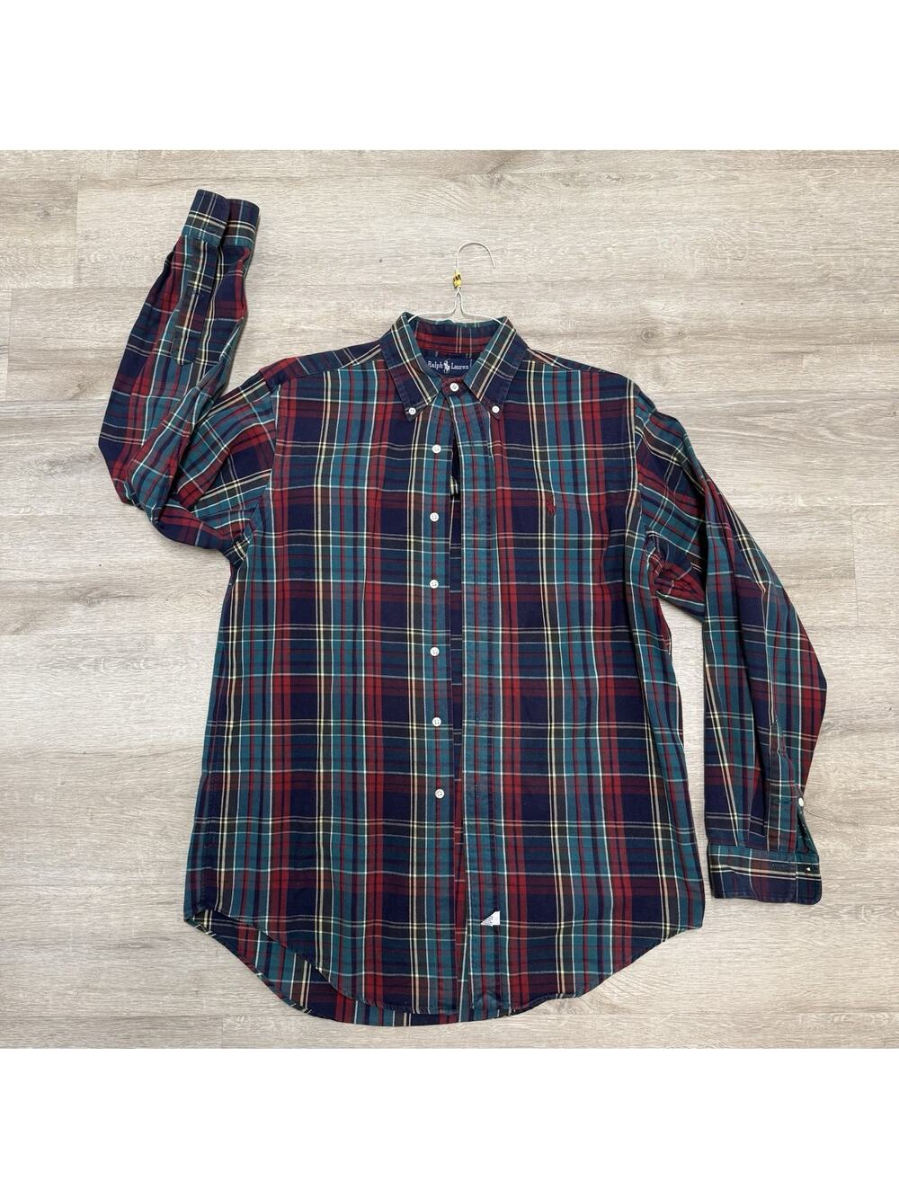 Vintage Polo Ralph Lauren Mens Classic Fit Plaid Brushed Flannel Shirt Size M